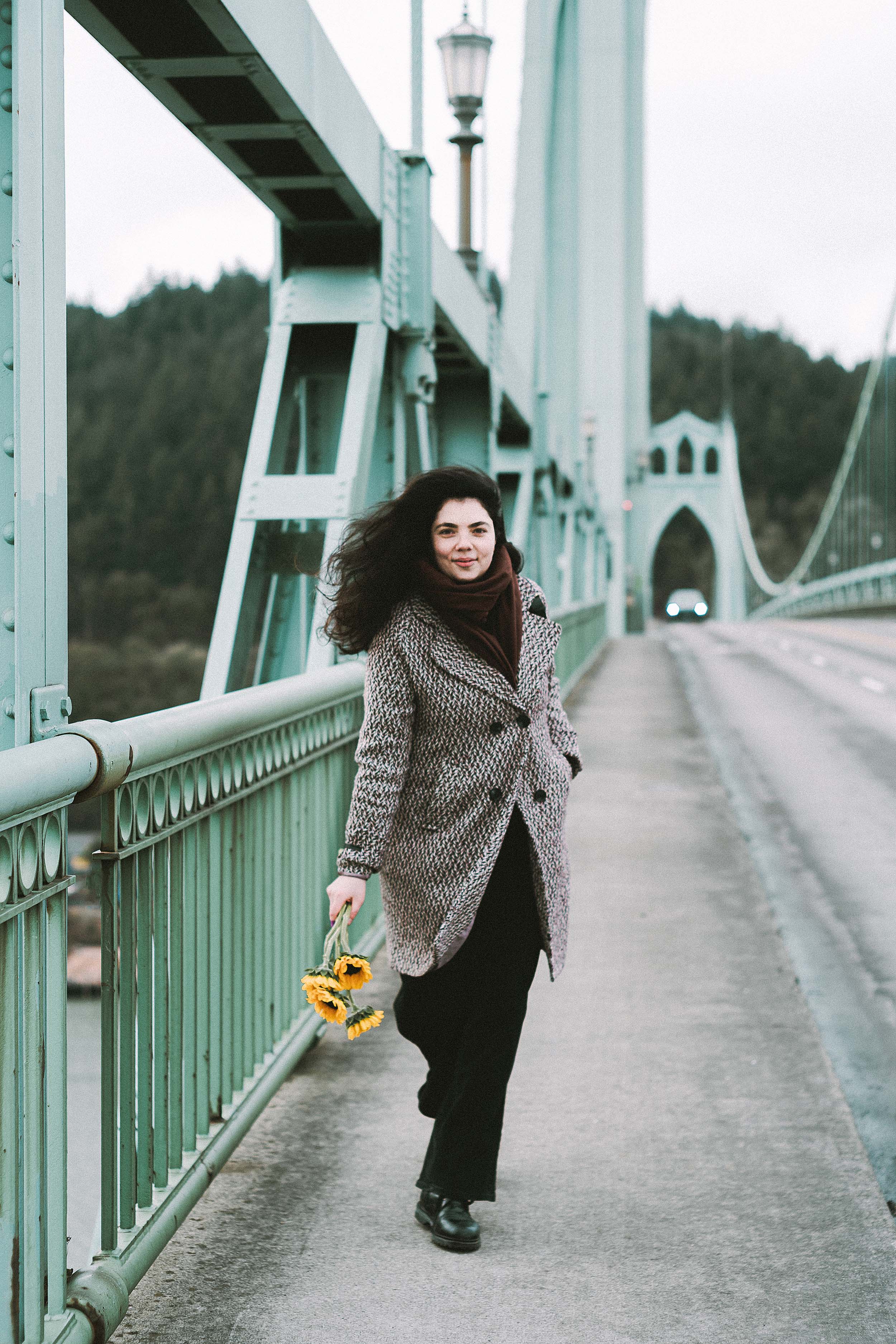 Moody Winter Portraits at Cathedral Park and St. Johns Bridge in Portland, Oregon — photograph 1 of 10